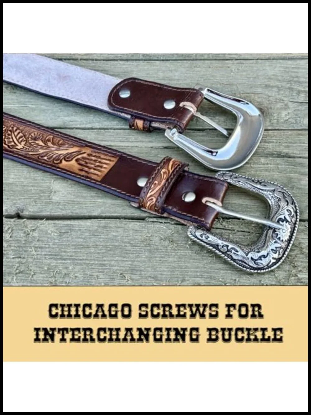 Handmade Full Grain Leather Western Cowboy Belt Interchangeable Buckle